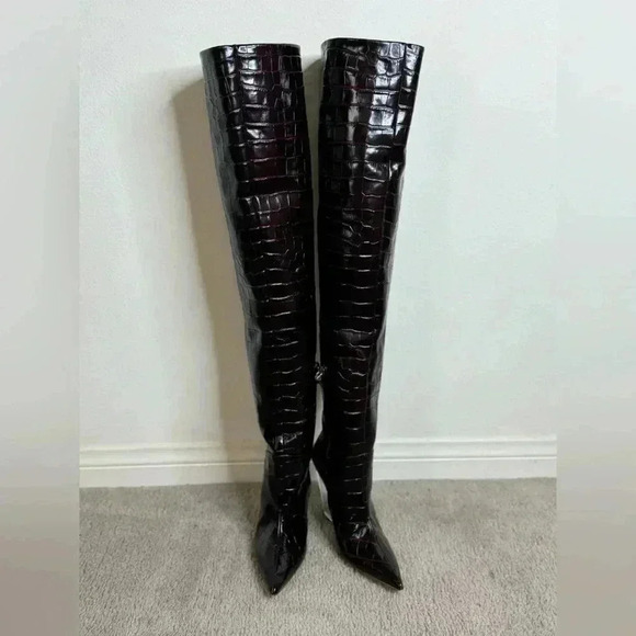 LUCITE 100 WEDGE BOOT Croc Print Brand New Size 7 - Picture 15 of 17